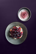 Berry Bircher Muesli (Vegan) — berry compote on bircher muesli