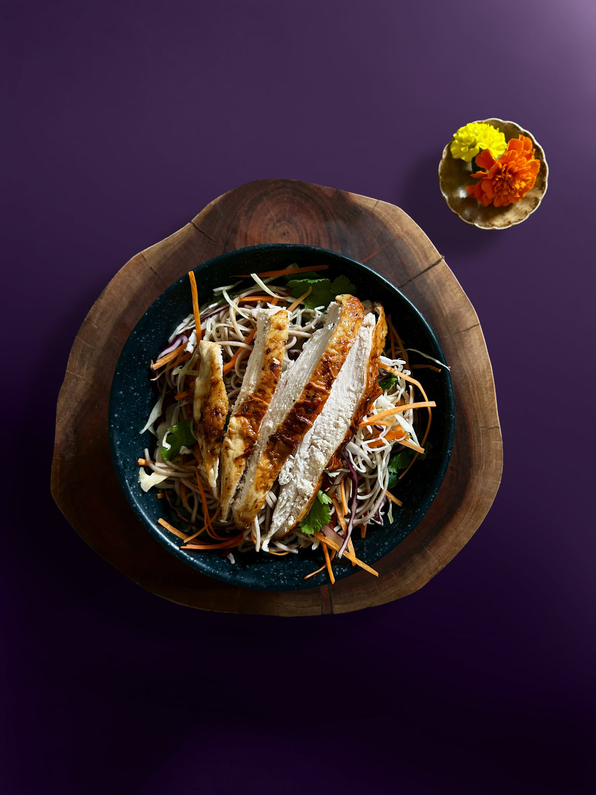 Roast Chicken Rainbow Soba Noodle Salad — roast chicken on soba noodles