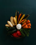 Seasonal Roast Vegetable Medley — rainbow roast vegetables with garlic dip